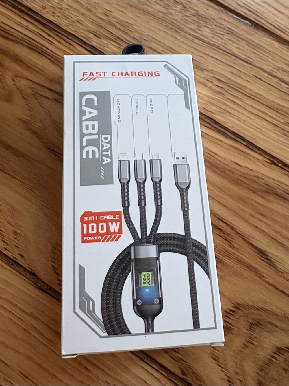 Fast Charging 3-in-1 Black Data Cable - Universal Compatibility